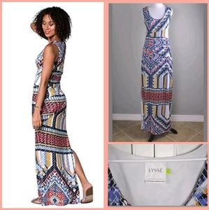 LYSSÉ Sedona Aztec Tribal Shapewear Maxi Dress L